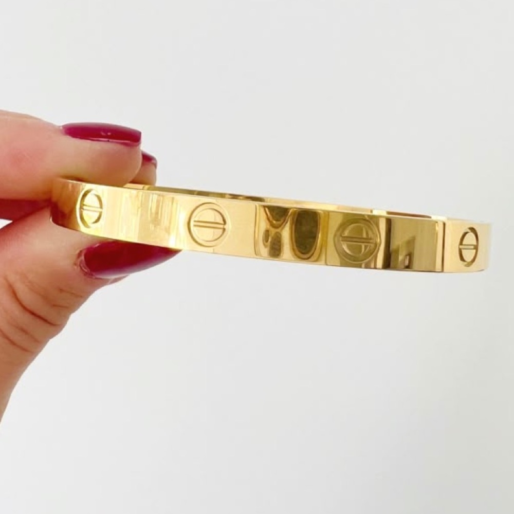 Gold Plated Bangle Bracelet Without Stones Stainless Steel Tarnish Free